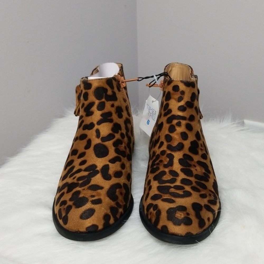 Time and Tru Two Zip Women's Animal Print Booties - Picture 4 of 8